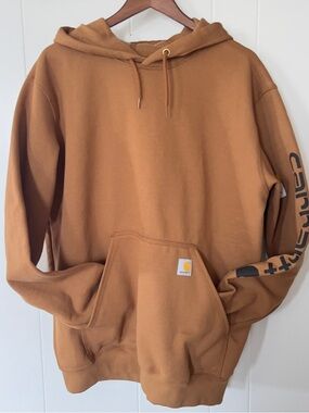 Carhartt Brown Carhartt Logo Sleeve Pullover Hoodie Men’s Large